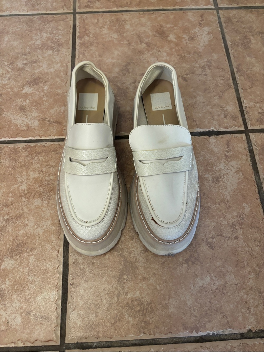 Dolce Vita Cream White Platform Penny Loafers